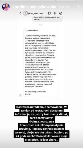 Karolina Pajączkowska skomentowała sprawę po kilku godzinach