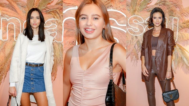 Celebrytki pozują na ściance podczas otwarcia sklepu