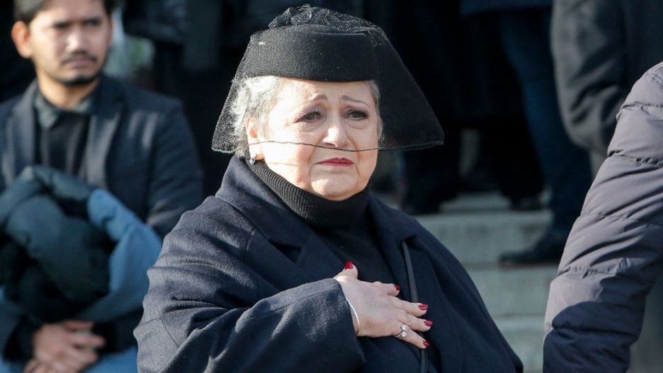 Ewa Bem na pogrzebie męża