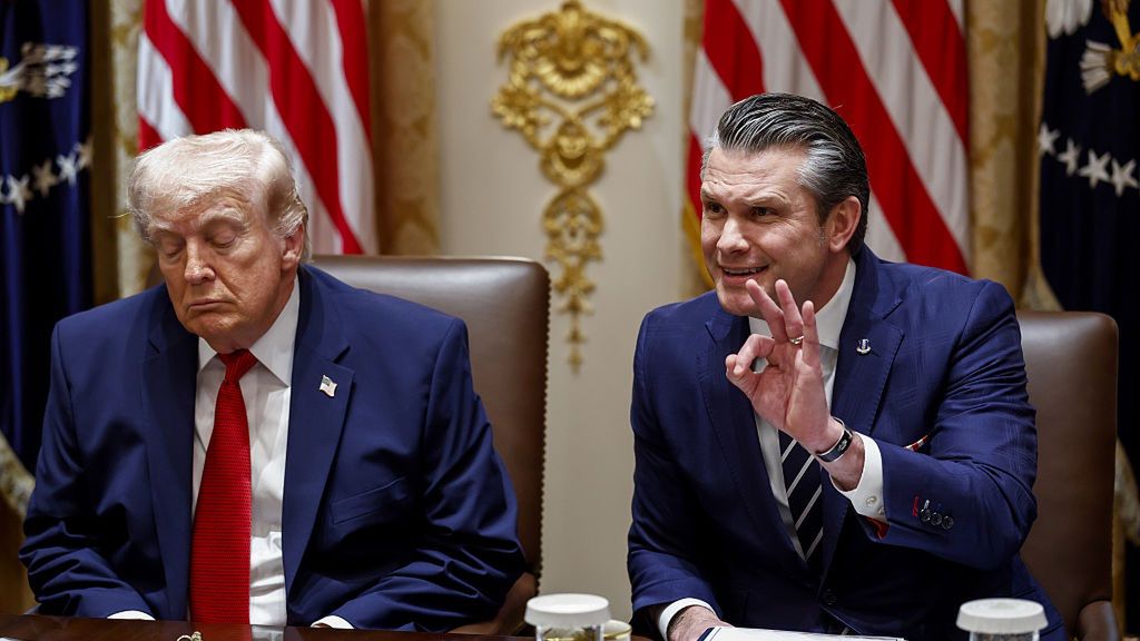 President Trump Holds Cabinet Meeting
US President Donald Trump, left, and Pete Hegseth, US secretary of defense, during a cabinet meeting at the White House in Washington, DC, US, on Thursday, March 26, 2026. Trump threatened Iran with intensified military action after Tehran rejected Washington's push for a peace deal, with the two sides far apart in efforts to end the near month-long war. Photographer: Will Oliver/EPA/Bloomberg via Getty Images
Bloomberg
north american, u.s. government, us, 2026uspolitics, united states of america, the white house, americas, government news, u.s.a., american