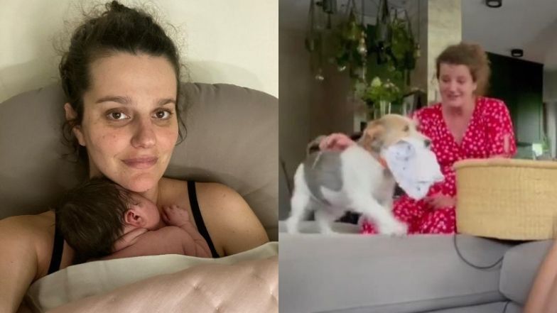 Zofia Zborowska i Andrzej Wrona przedstawili córkę suczce Wiesi