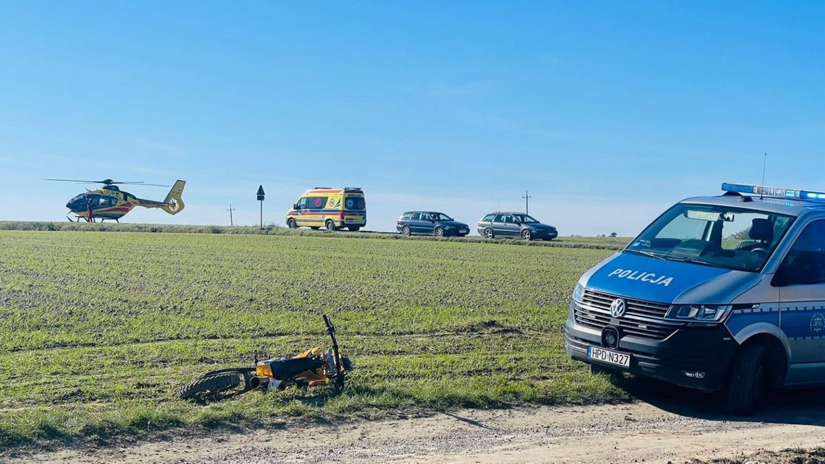 Wypadek z udziałem dwóch nastolatków. 16-latek trafił do szpitala śmigłowcem