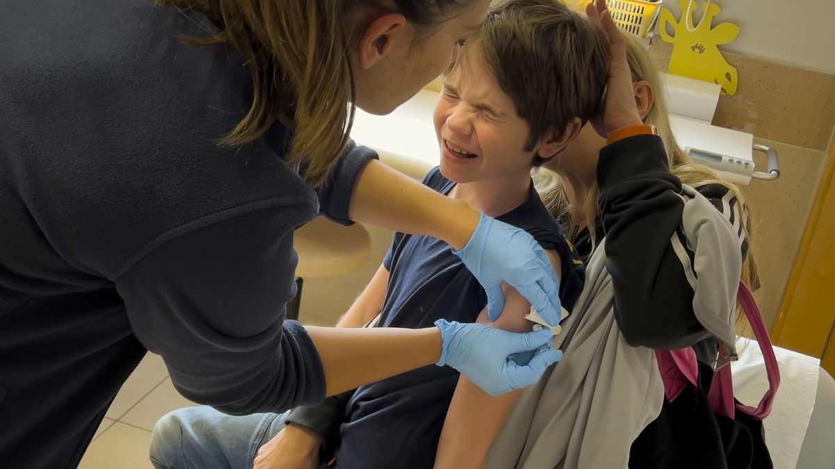 Flu Vaccine For Kids In Poland
Krystian (9) is seen receiving a flu vaccine at a medical care facility  in Warsaw, Poland on 23 October, 2023. (Photo by Jaap Arriens / Sipa USA) (Photo by Jaap Arriens/NurPhoto via Getty Images)
NurPhoto
physician, disease, nurphoto, cold, face, healthcare, influenza prevention, 23 october 2023, docter, youth, boy, female, flu, pediatric healthcare, kid, vaccine, pandemice, expression, young, kai kocimski, hypodermic, public health, covid, needle, immunization, clinic, warszawa, sipa usa, polska, health, medical care facility, jaap arriens