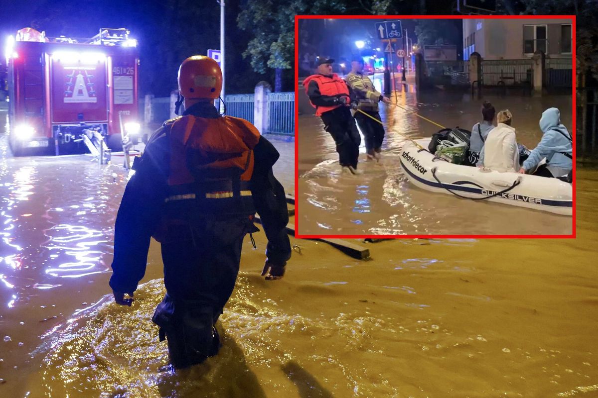 Powódź w Nysie. Ewakuacja w bezpieczne miejsce pacjentek szpitala