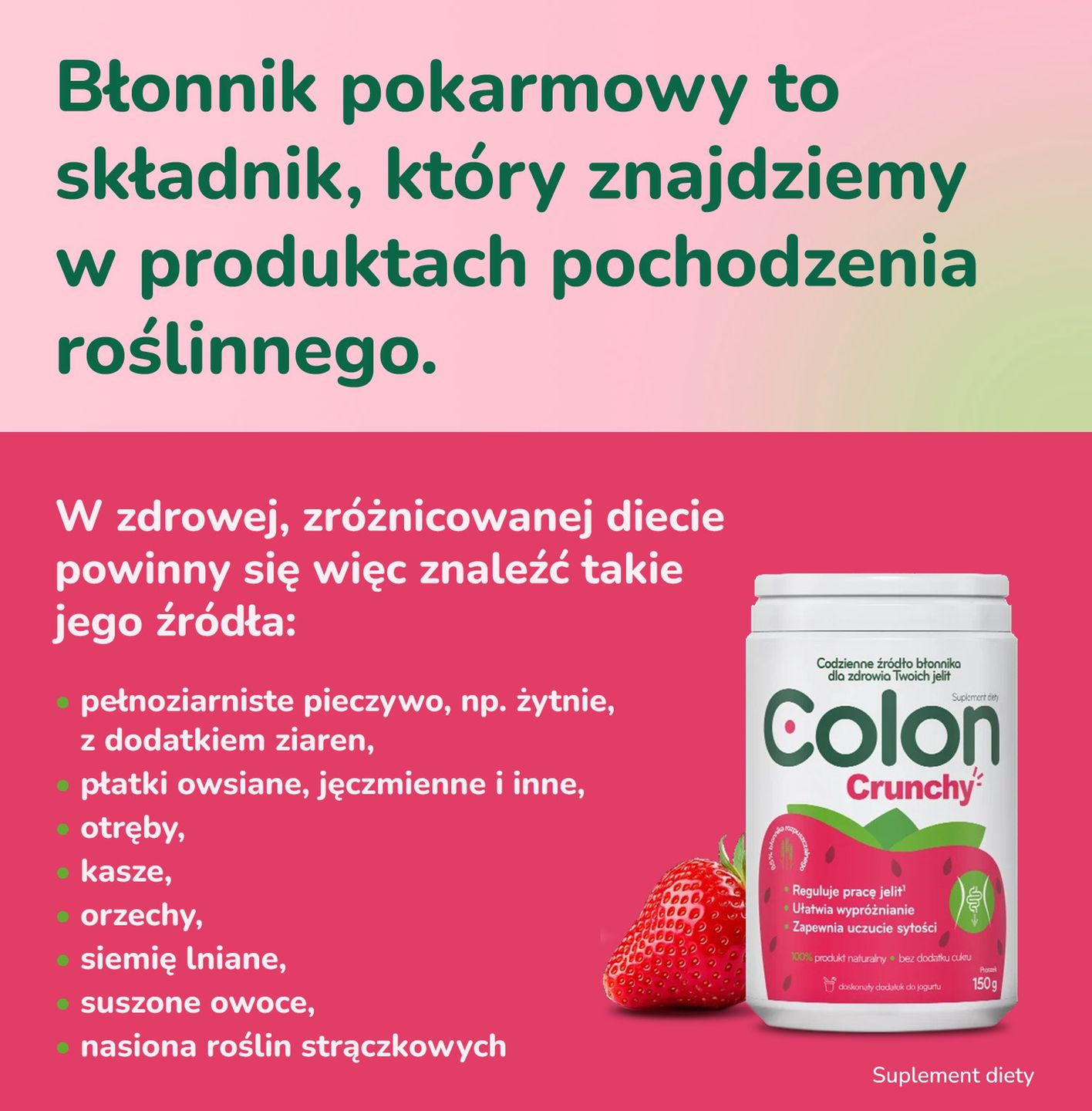  Błonnik pokarmowy to składnik, który znajdziemy w produktach pochodzenia roślinnego - infografika