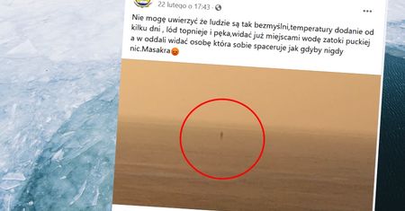 Spacerował po zamarzniętej Zatoce Puckiej. "Nie mogę uwierzyć, że ludzie są tak bezmyślni"