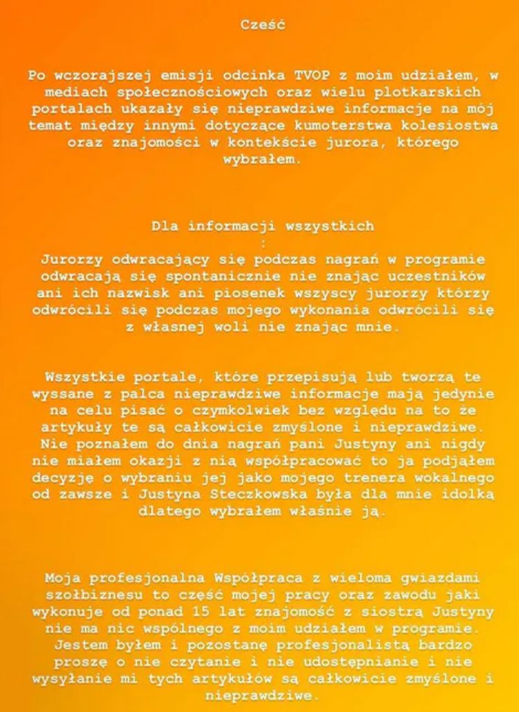 Oświadczenie Łukasza Darłaka
