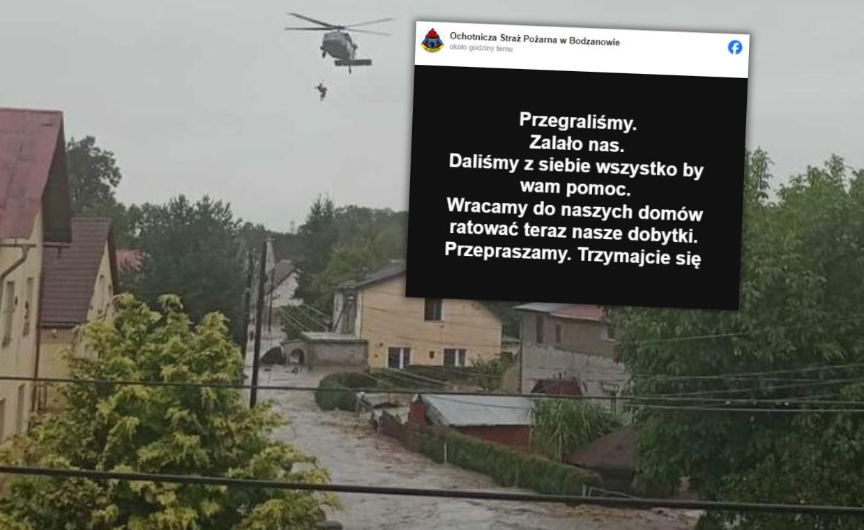  "Przepraszamy. Trzymajcie się". Dramatyczny wpis strażaków