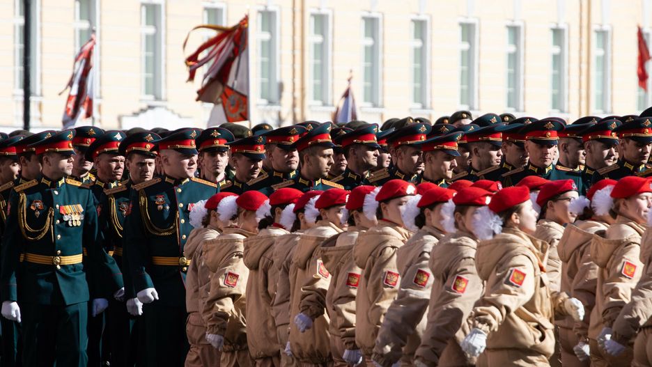 Pr�by do Parady Zwyci?stwa w Petersburgu
Mandatory Credit: Photo by Artem Priakhin/SOPA Images/Shutterstock (14457201v)
Russian military personnel and participants of the All-Russian children's and youth military-patriotic public movement Yunarmiya during the rehearsal of the Victory Parade for May 9 on Palace Square.
Russia is preparing to celebrate May 9
Artem Priakhin/SOPA Images/Shutt