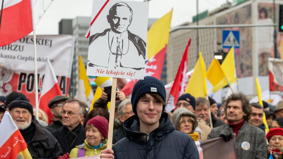 Oskar Szafarowicz na marszu papieskim w Warszawie
