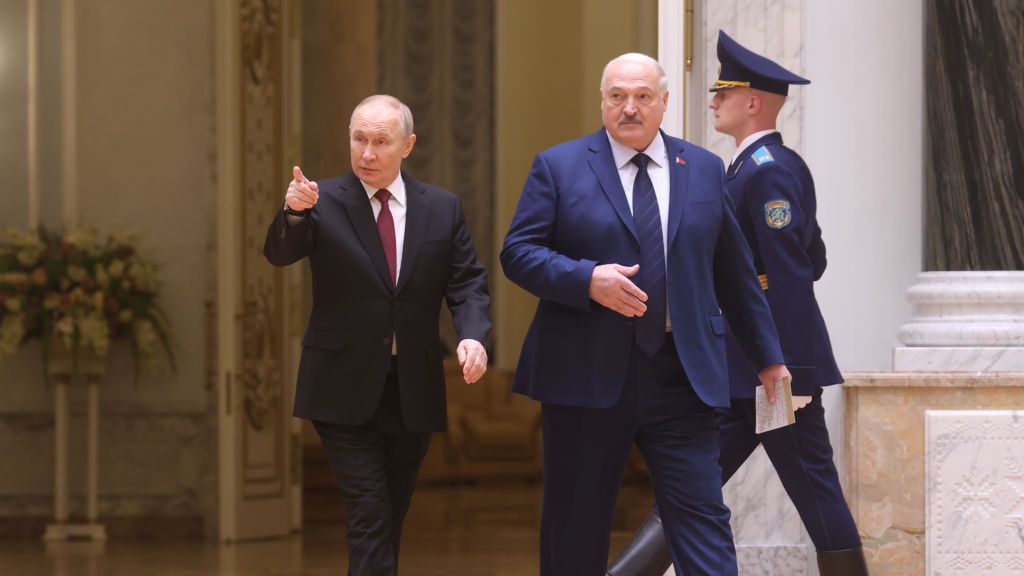 President Putin Visits The Supreme Council Of Russia And Belarus
MINSK, BELARUS - DECEMBER 6:  (RUSSIA OUT) Russian President Vladimir Putin (L) and Belarusian President Alexander Lukashenko (R) enter the hall during the Supreme Council of Russia and Belarus, December 6, 2024, in Minsk, Belarus. President Putin is having a one-day trip to Belarus. (Photo by Contributor/Getty Images)
Contributor