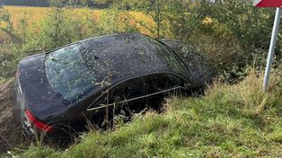 Karczmiska Pierwsze: Audi zjechało z drogi i wpadło do rowu