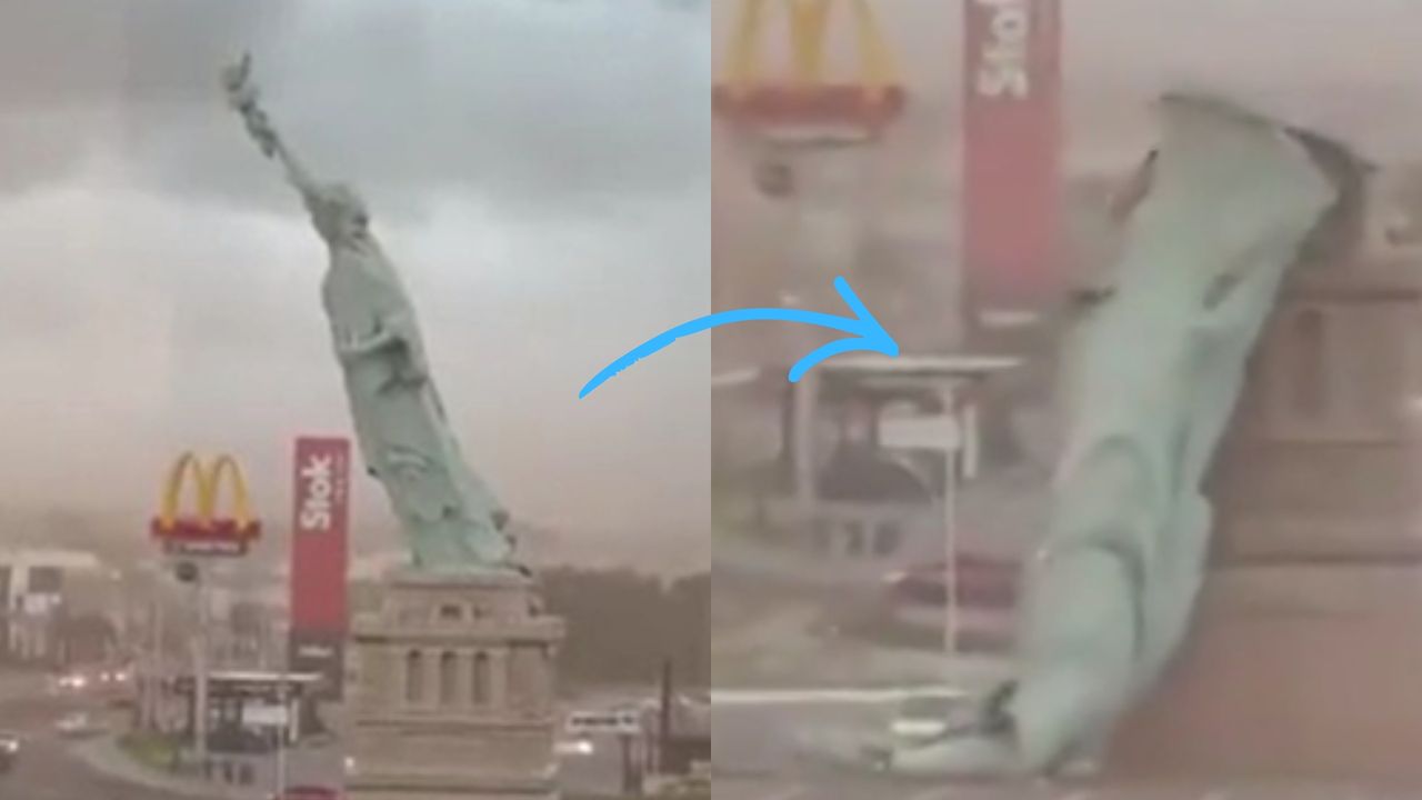 40-metrowa Statua Wolności przewróciła się. Przerażające obrazy z Brazylii