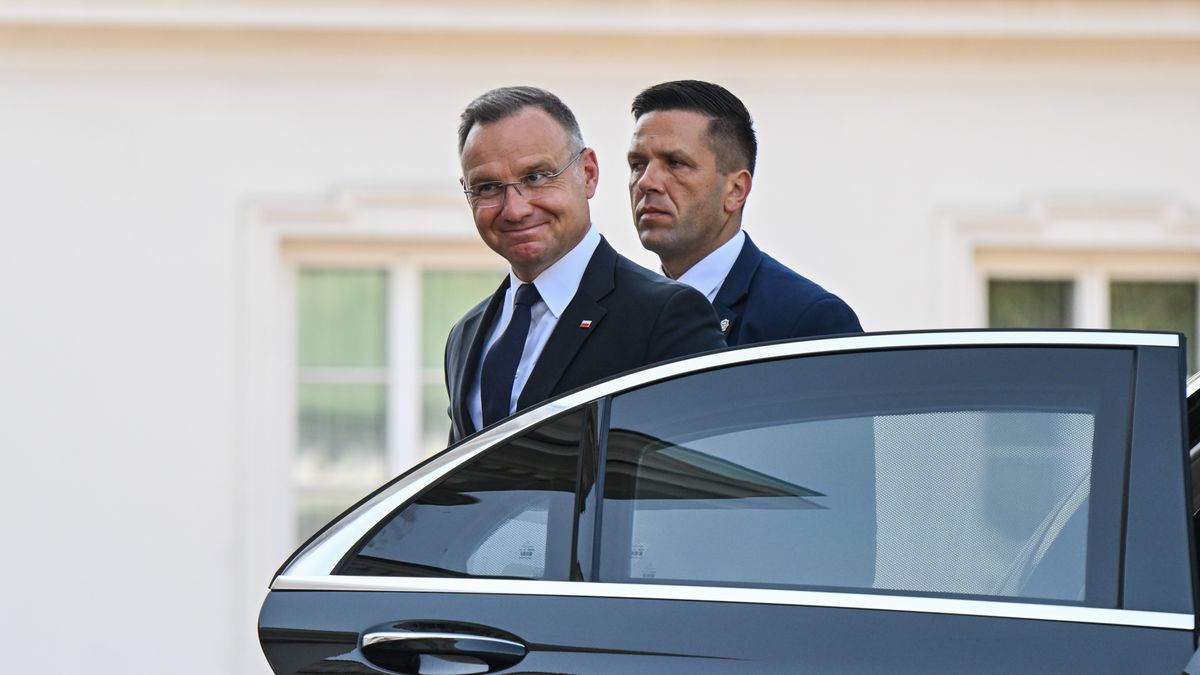 WARSAW, POLAND - AUGUST 01: President of the Republic of Poland, Andrzej Duda arrives prior to welcoming the President of the Federal Republic of Germany, Frank-Walter Steinmeier (not seen) at the Belweder Palace on August 01, 2024 in Warsaw, Poland. August 1st marks 80 years since the start of the Warsaw Uprising (also known as the August Uprising), in which resistance fighters launched an operation against German occupation forces near the end of World War II. (Photo by Omar Marques/Getty Images)