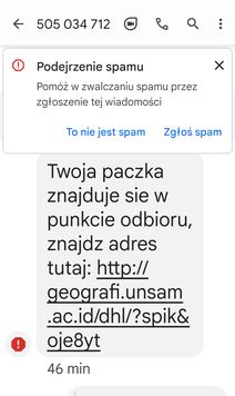 Fałszywy SMS o paczce