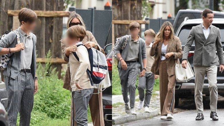 Małgorzata Rozenek odprowadza synów na rozpoczęcie roku szkolnego