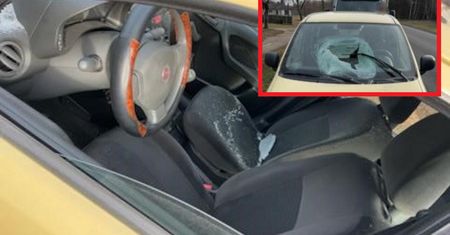 Bryła lodu przebiła szybę w fiacie. Kobieta trafiła do szpitala