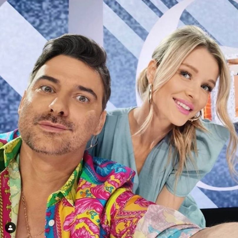 Joanna Krupa i Marcin Tyszka na planie "Top Model"