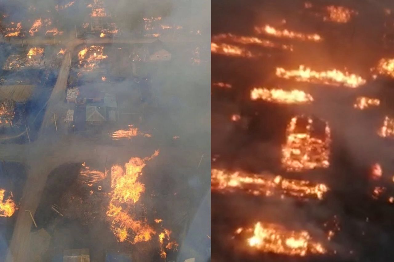 Potężny pożar w Rosji. "Spłonęło blisko 200 budynków". Stan wyjątkowy