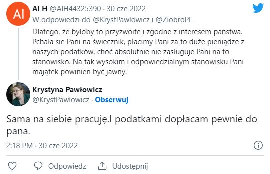 Próbował obrazić Krystynę Pawłowicz. Zareagowała ciętą ripostą 