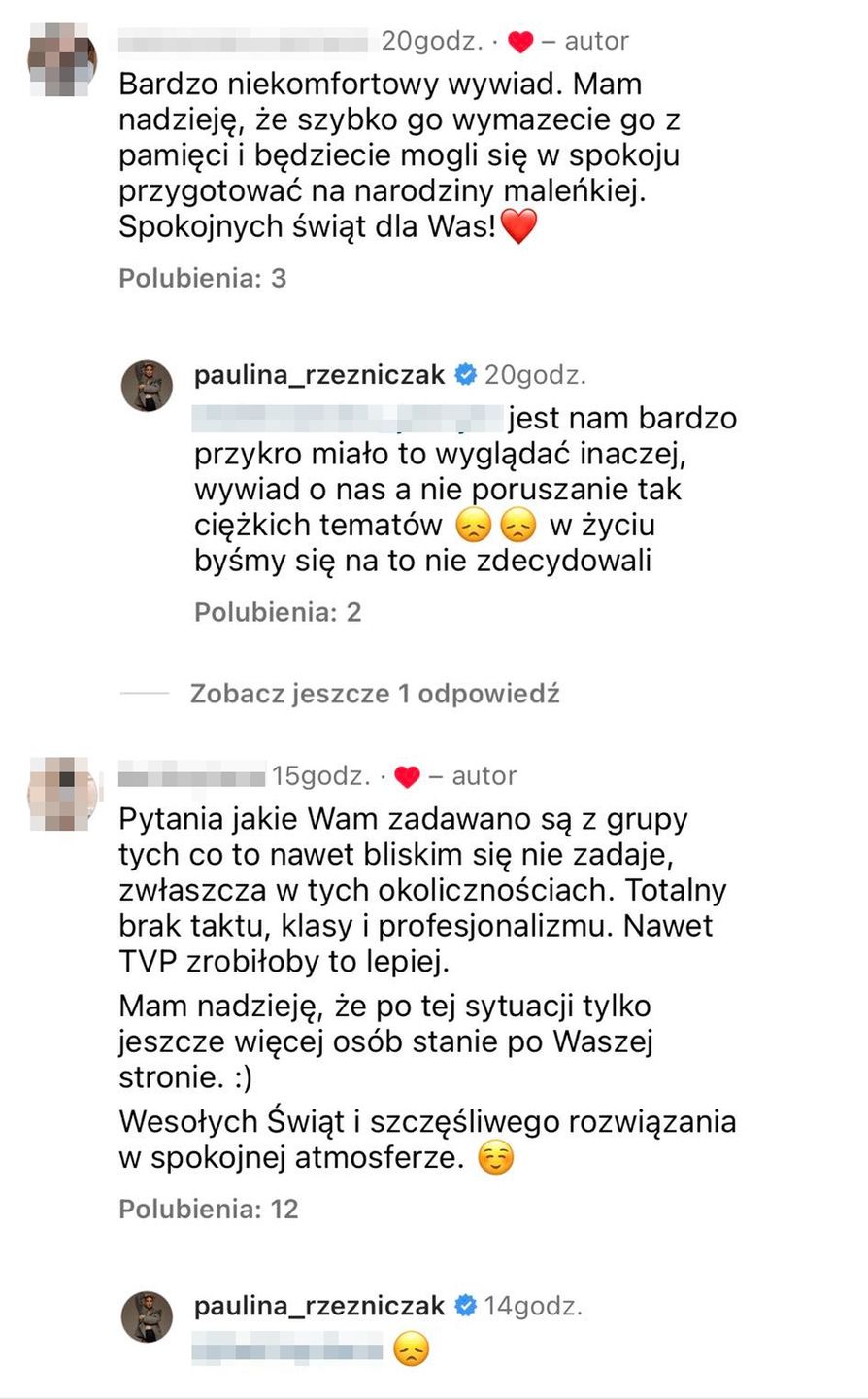 Komentarze pod postem Pauliny Rzeźniczak