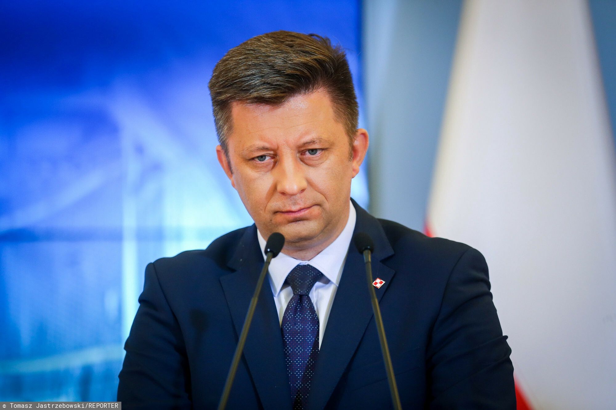 Premier o zako?czeniu akcji ewakuacji z Afganistanu26.08.2021 Warszawa, konferencja prasowa premiera Mateusza Morawieckiego podsumowujaca akcje ewakuacji z Afganistanu,  Fot Tomasz Jastrzebowski/REPORTER
n/z: Michal DworczykTomasz Jastrzebowski/REPORTER