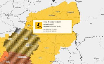 Silny deszcz i burze. IMGW wydał ostrzeżenie dla powiatu płockiego!