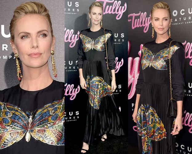 Dostojna Charlize Theron w sukni z wielkim motylem