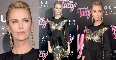 Dostojna Charlize Theron w sukni z wielkim motylem