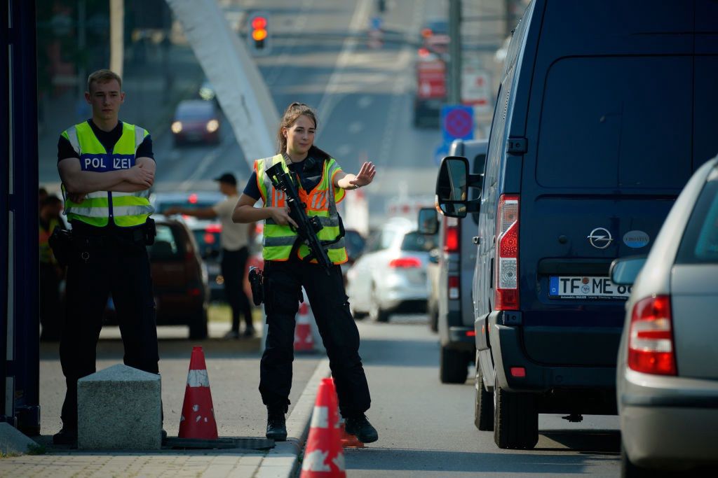 Europe Schengen
Police are seen performing checks at the Polish-Germany border in Frankfurt (Oder), Germany on 17 September, 2024. Germany in September has reintroduced checks at its land borders seen as many as a blow to the Schengen open borders agreement. (Photo by Jaap Arriens/NurPhoto via Getty Images)
NurPhoto
checks, 17 september 2024, border security, migration, border checks, polish-germany border, schengen zone, border reintroduction, schengen, jaap arriens, frankfurt (oder), border control, european borders, bilateral relations, border management, cross-border, reintroduced, international relations, police, travel restrictions, border policy, border, check, safety measures, nurphoto, law enforcement, open borders agreement, deutschland, polizei, land borders, duitsland, immigration