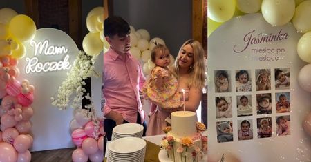 Sylwia Przybysz i Jan Dąbrowski Z POMPĄ świętują roczek córeczki. Była tematyczna ścianka, strojny tort i stos balonów (ZDJĘCIA)