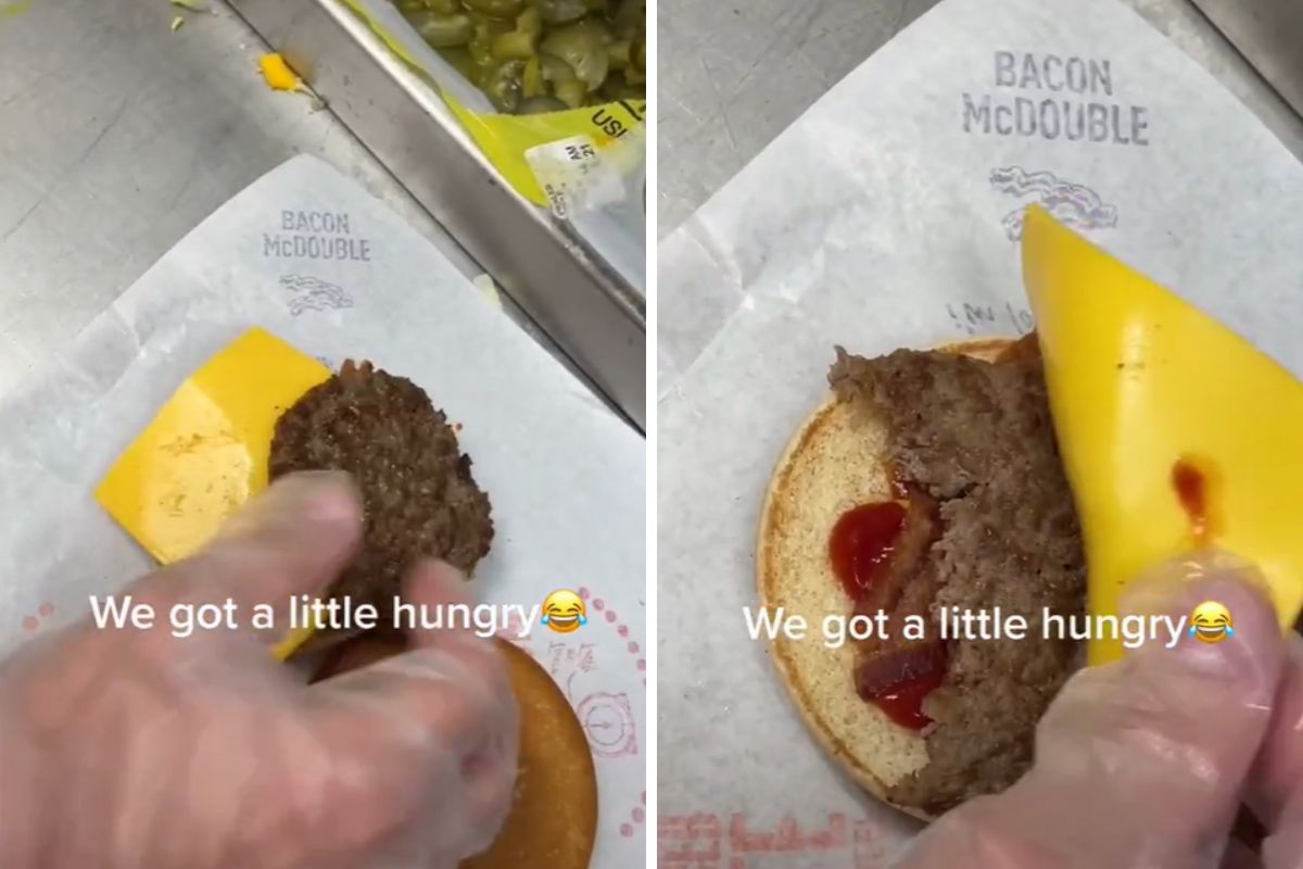 Nadgryziony kotlet w burgerze