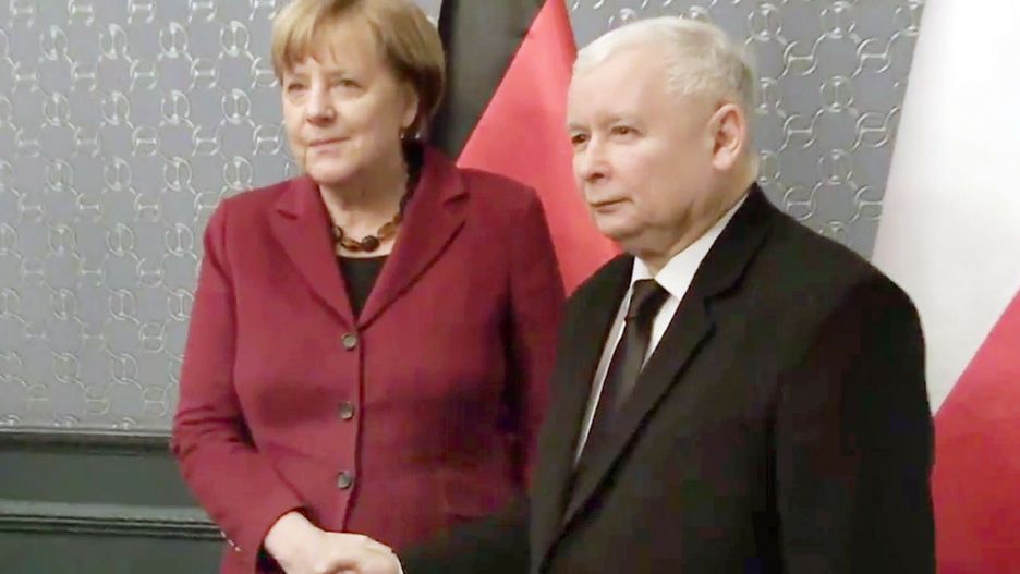 Jarosław Kaczyński i Angela Merkel