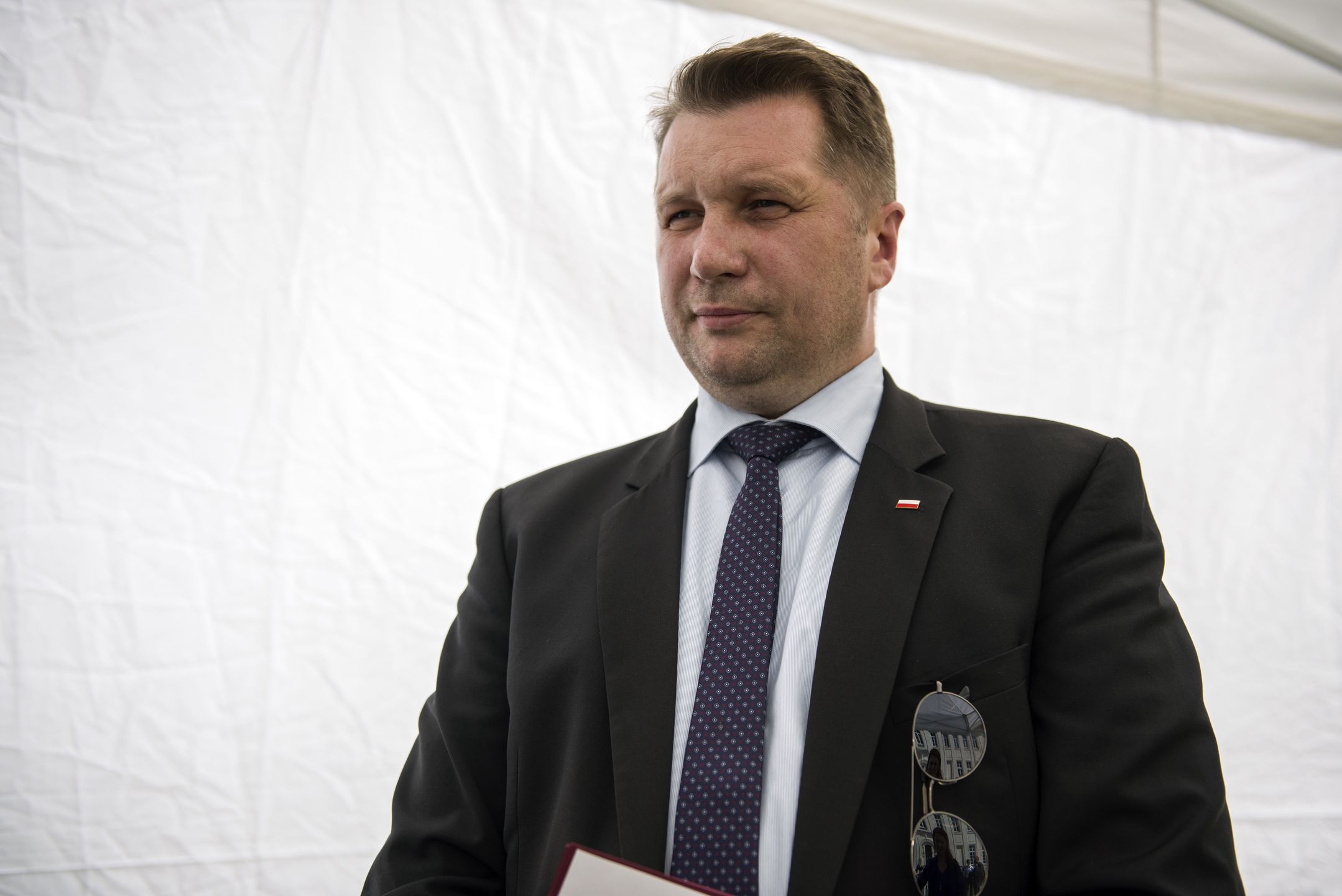 WARSAW, MASOVIA, POLAND - 2021/06/21: Minister of Education and Science, Przemyslaw Czarnek seen during the press conference.Press conference on the adopted national Reading Development Program with the Deputy Prime Minister and Minister of Culture, National Heritage and Sport, Piotr Glinski, and Minister of Education and Science, Przemyslaw Czarnek in attendance. (Photo by Attila Husejnow/SOPA Images/LightRocket via Getty Images)