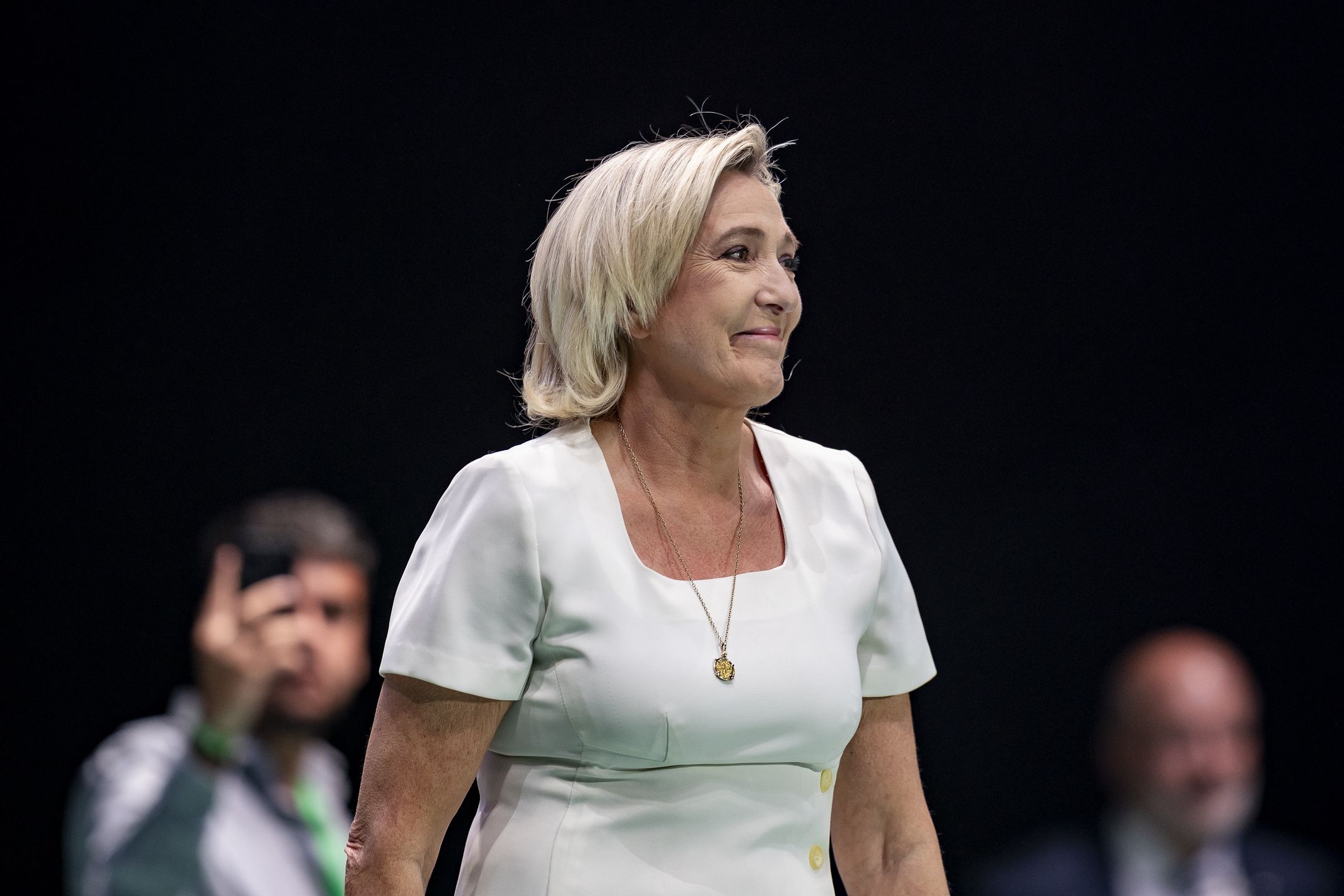 MADRID, SPAIN - MAY 19: The deputy of the National Assembly of France and candidate for the Presidency of the Republic, Marine Le Pen, during the event 'Viva 24' of VOX, at the Palacio de Vistalegre, on 19 May, 2024 in Madrid, Spain. The event, called 'Viva 24' and organized by VOX on an annual basis, celebrates its third edition with the participation of international leaders, among them the Argentine president, Javier Milei. In addition, during this year's edition, the party presented its electoral program for the European elections on June 9. (Photo By A. Perez Meca/Europa Press via Getty Images)