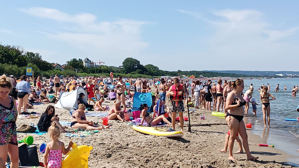 Plaża w Gdańsku-Brzeźnie w sobotę 12 sierpnia 