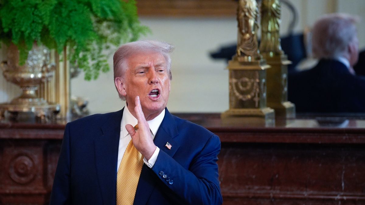 US President Donald Trump during a reception with Republican members of Congress in the East Room of the White House in Washington, DC, US, on Tuesday, July 22, 2025. Trump during an event with Republican lawmakers on Tuesday said that Federal Reserve Chairman Jerome Powell is "only going to be there a short while." Photographer: Yuri Gripas/Abaca/Bloomberg via Getty Images