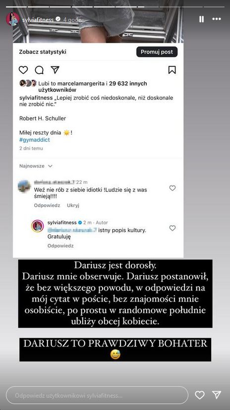 Sylwia Szostak odpowiada internaucie, który nazwał ją idiotką