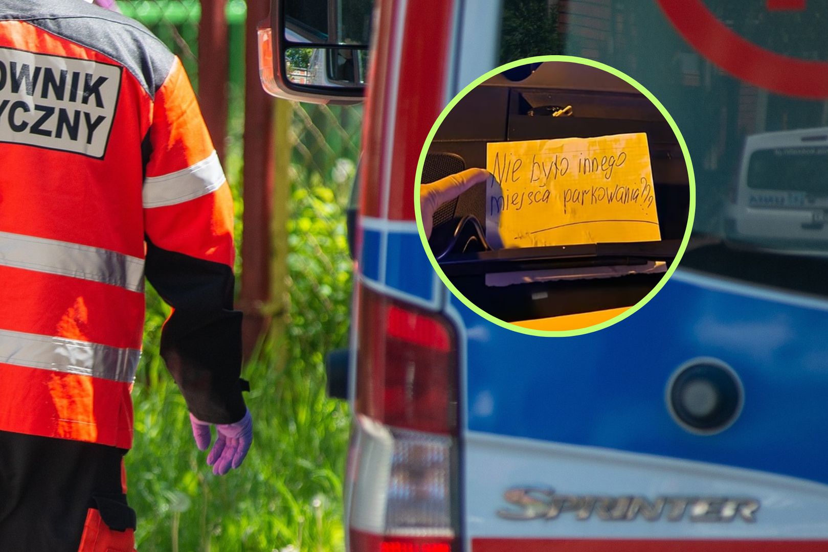 Zaparkowali karetkę pod blokiem. Ktoś im zostawił taką oto "laurkę"