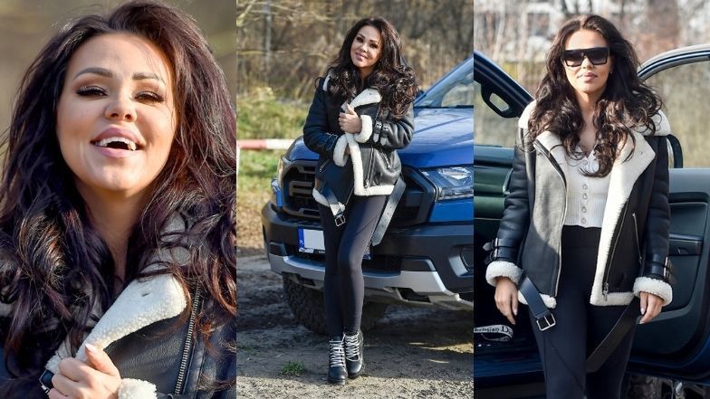 Sylwia Bomba wdzięczy się do obiektywu na planie programu