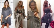 Z czym celebrytki łączą szarą sukienkę?