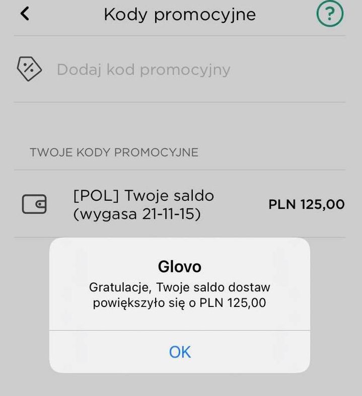 Glovo: kod na 125 złotych działał przez kilka godzin