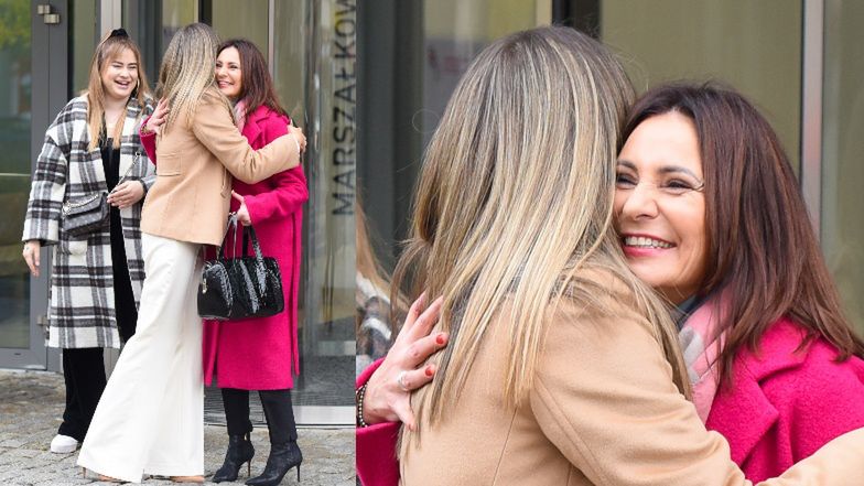 Małgorzata "kopciuszek" Rozenek niemal GUBI BUTA pod siedzibą Dzień Dobry TVN 