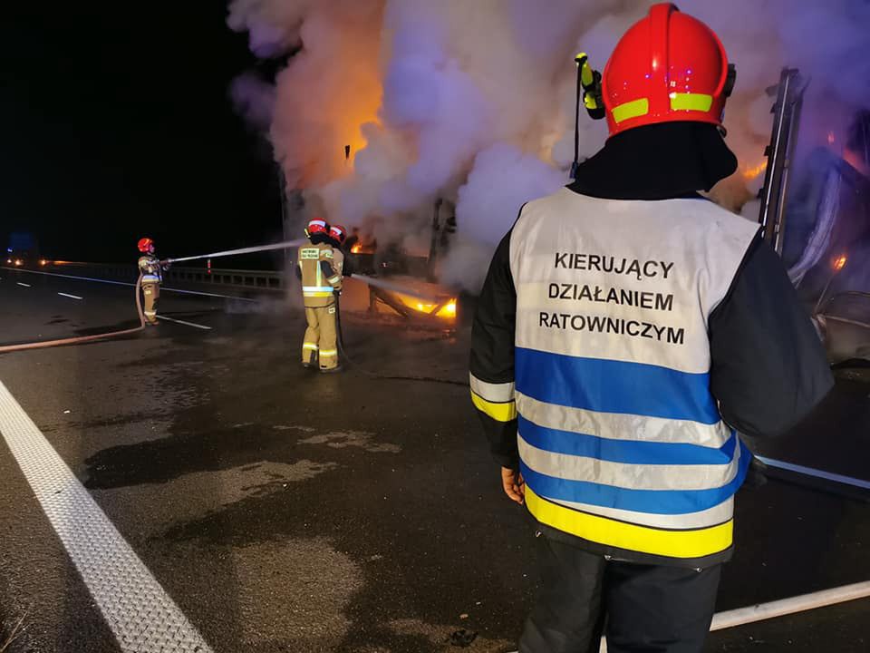 Pożar ciężarówki na autostradzie A4