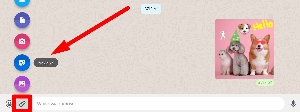 Tworzenie naklejki w WhatsApp Web