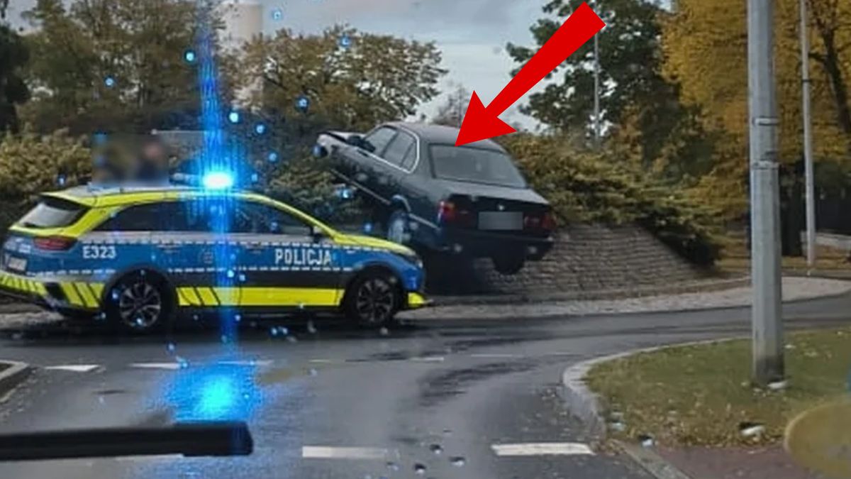 BMW "zaparkowało" na rondzie.