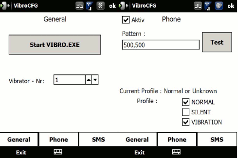 Personalizacja alarmu wibracyjnego (Windows Mobile)