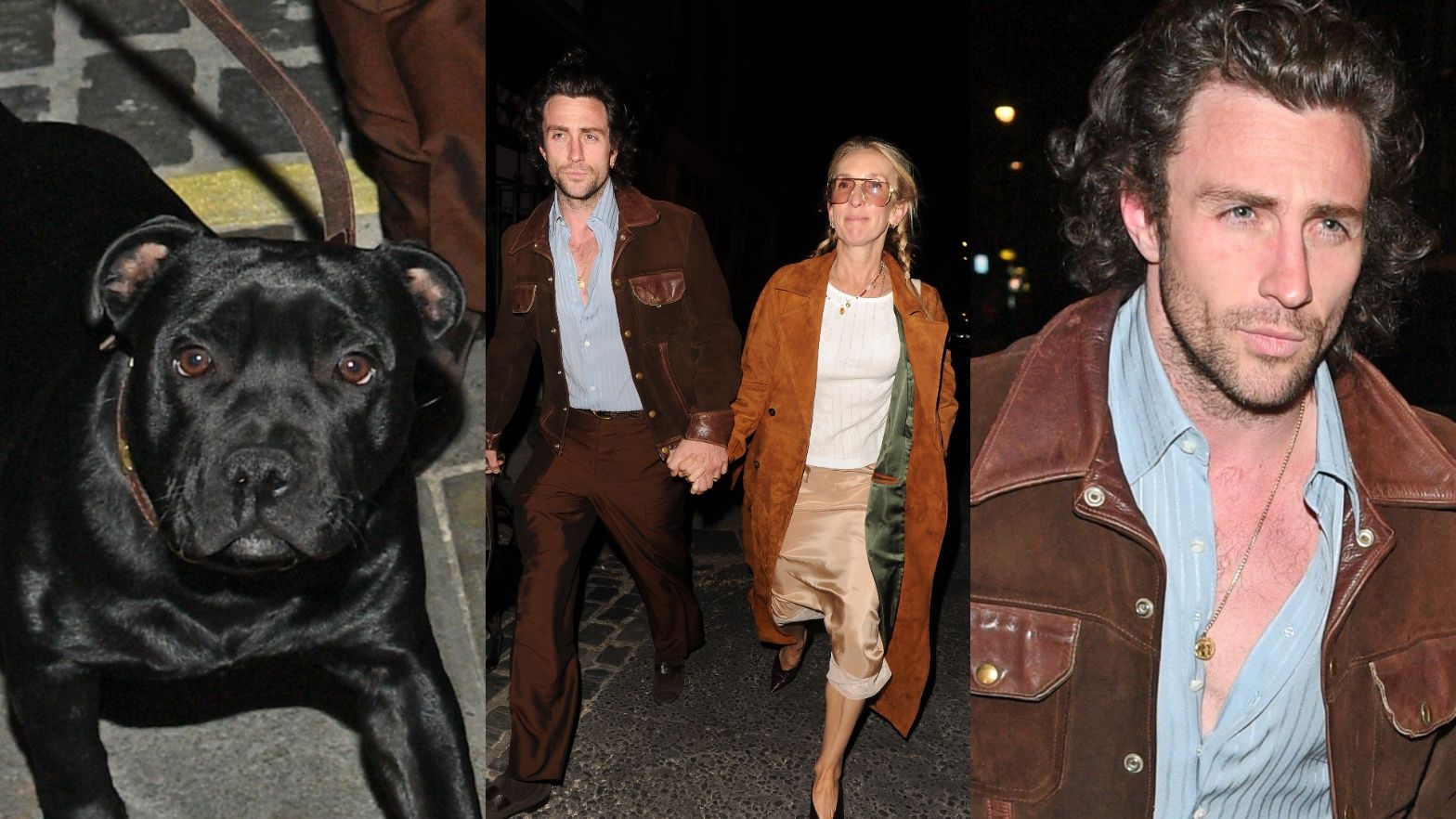 Aaron Taylor-Johnson z żoną i psem