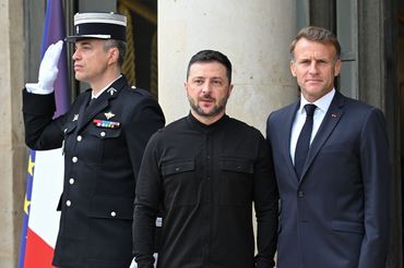 Wołodymyr Zelenski i Emmanuel Macron