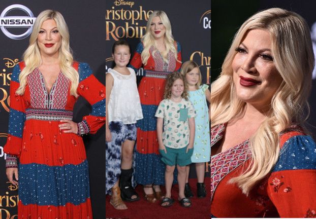 Zoperowana Tori Spelling ociepla wizerunek na ściance